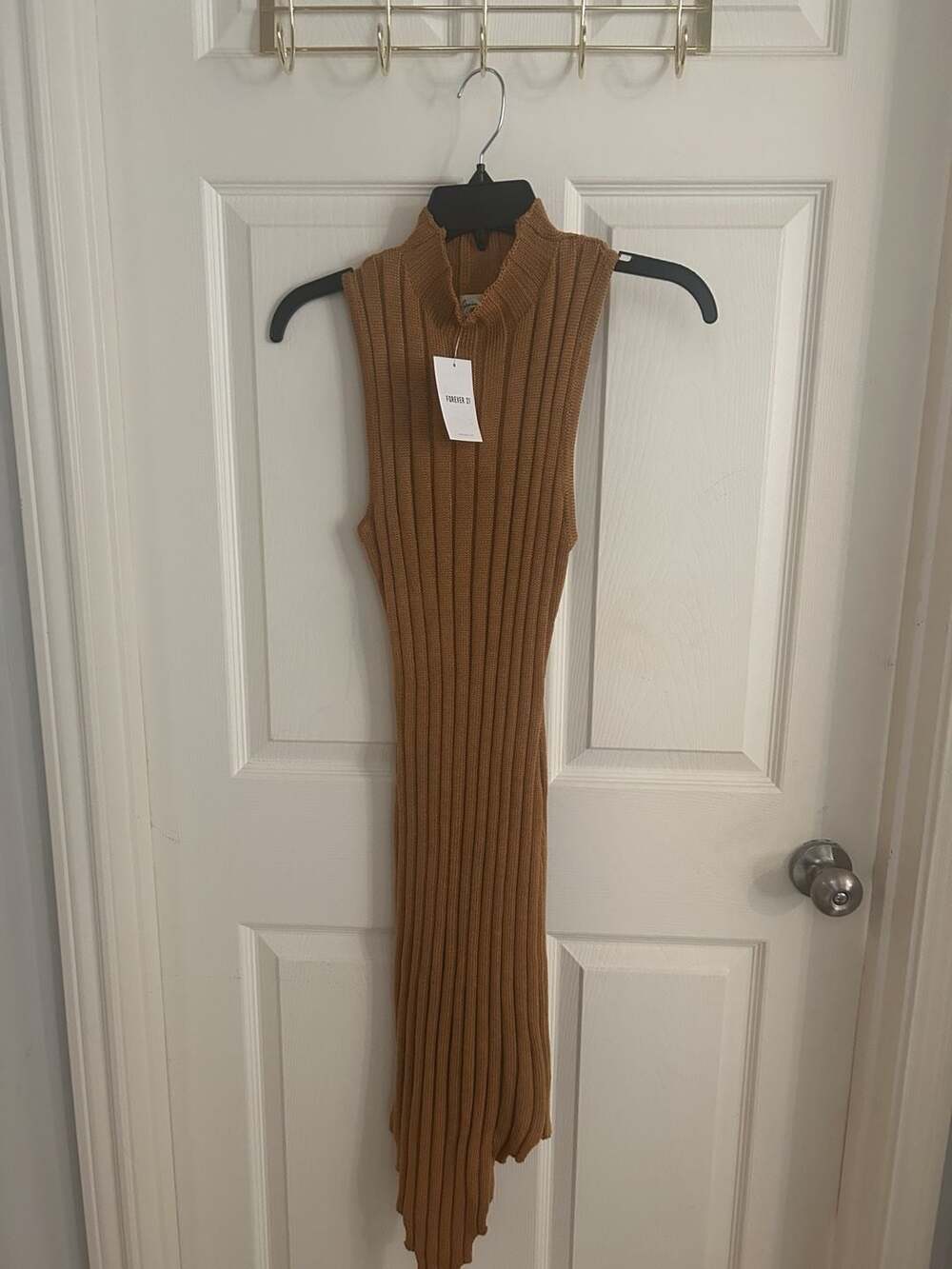 Forever 21 Spring Haze Ribbed Knit Midi Dress Size M Taupe